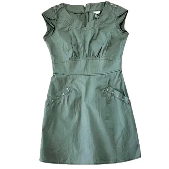 DYNAMITE KAKI GREEN ARMY MINI BACK  ZIPPER DRESS SIZE XS - Picture 1 of 14